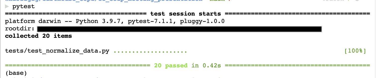 screenshot pytest results